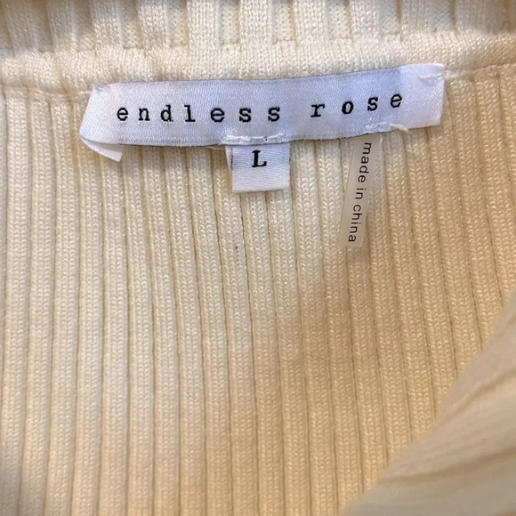 NWOT ENDLESS ROSE Ribbed Sweater Off The Shoulder Cream, Size L - Picture 11 of 14